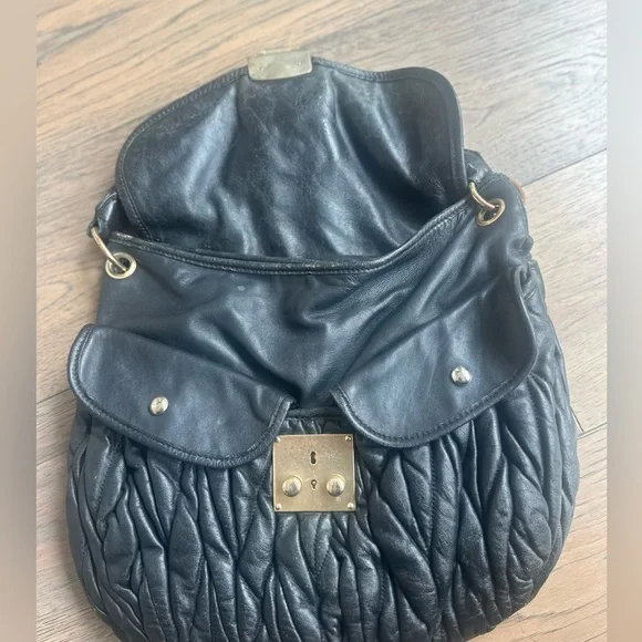 Miu Miu Black Shoulder Bag with Gold Accents - Picture 5 of 15